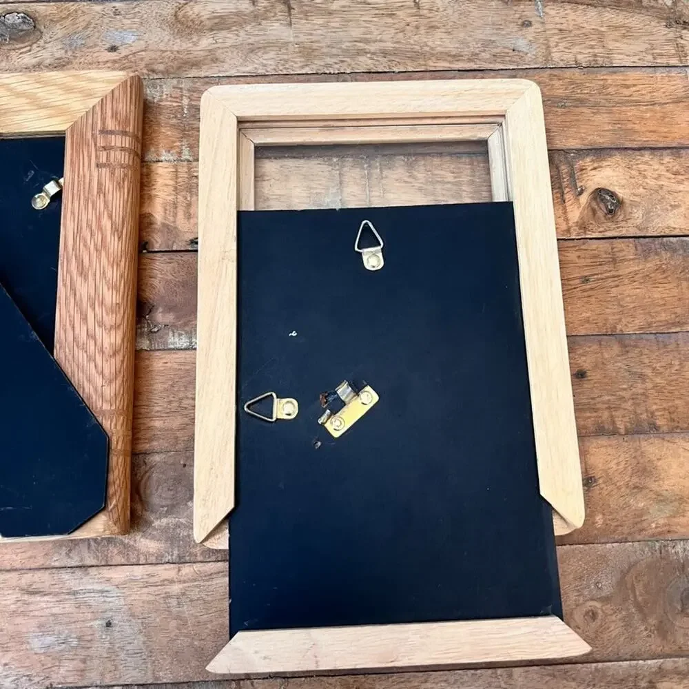 Handcrafted Wooden Inlay Design Picture Frames Set of 2 Modern Minimalist